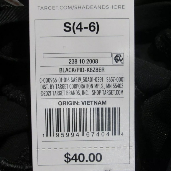 Shade & Shore 1 Piece Black Swimsuit with Black Mesh. NWT. Size Small. - Picture 9 of 9